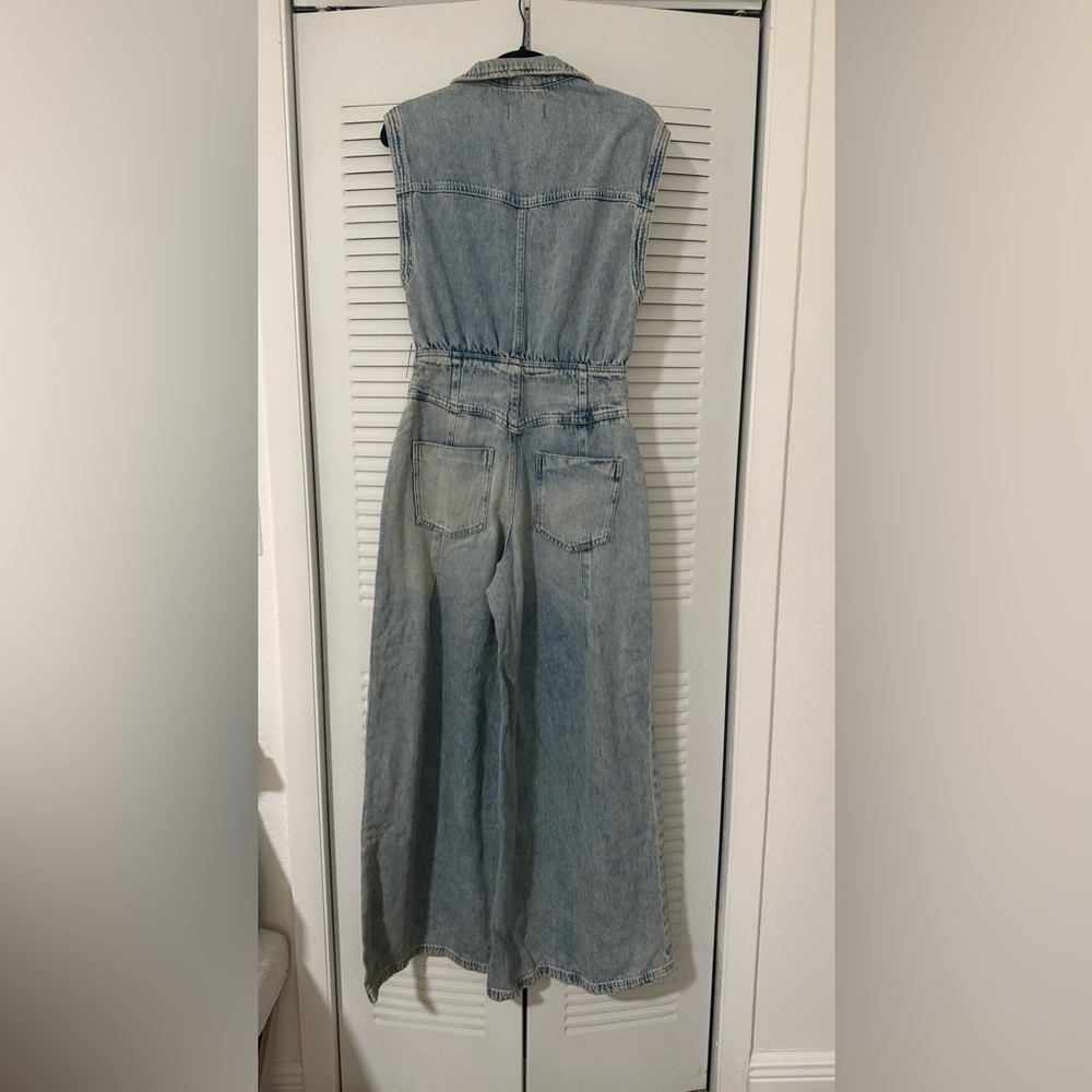We The Free Light Blue Denim Wide Leg Overalls jumpsuit - Picture 7 of 8